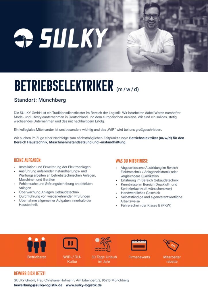 SULKY Stellenausschreibung Betriebselektriker-1